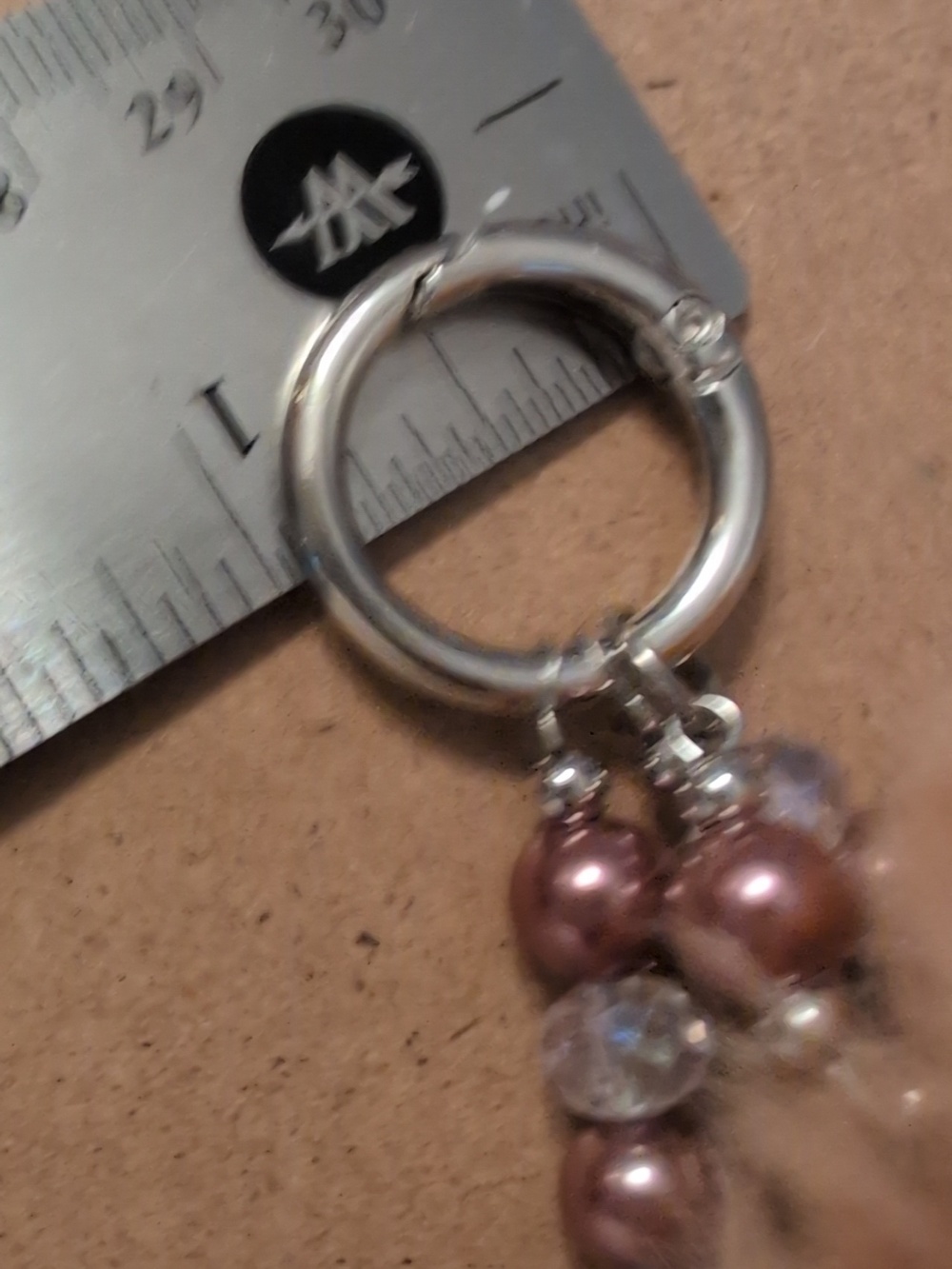 Faux Fur Pom Pom Keychain with Beaded Charm - Picture 5 of 6